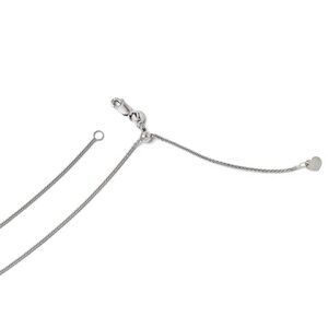 1mm 14k White Gold Adjustable Solid Wheat Chain Necklace, 30 Inch